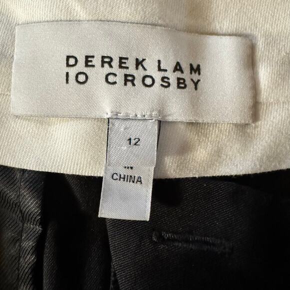 Derek Lam 10 Crosby Dax Pleated Bermuda Tencel Blend Black Shorts Size 12 - Picture 6 of 7